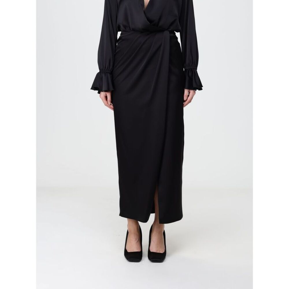 Hanita Women Hanita Draped High-Waisted Satin Long Pencil Skirt